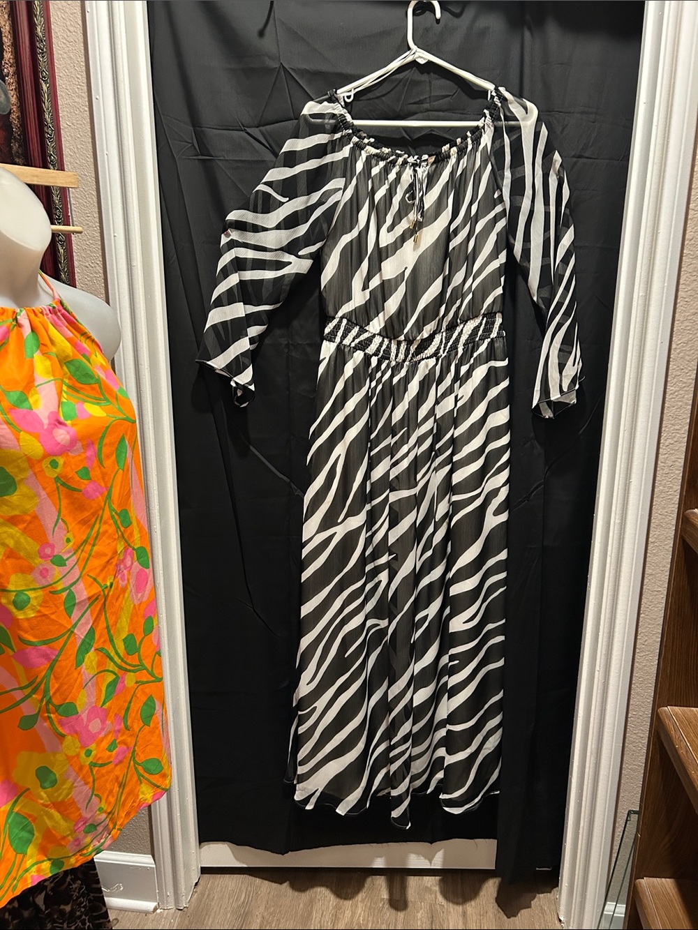 INC International Concepts Black & White Zebra Print Maxi Dress